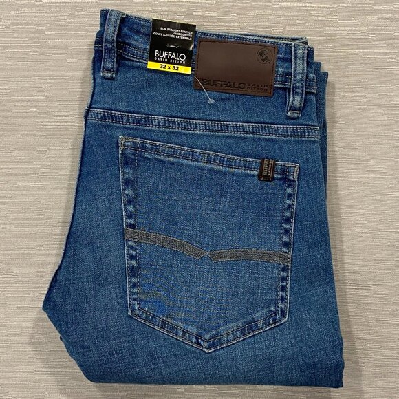 Buffalo David Bitton Jack Jeans Mens 32 x 32 Slim Fit Straight Medium Wash Denim - Picture 1 of 12
